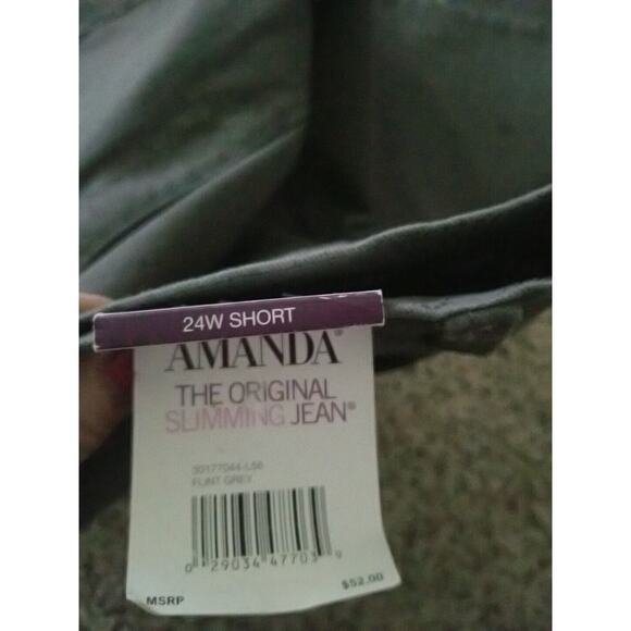Gloria Vanderbilt Amanda Slimming Jeans Women sz 24W Short Gray Stretch Pants - Picture 12 of 14